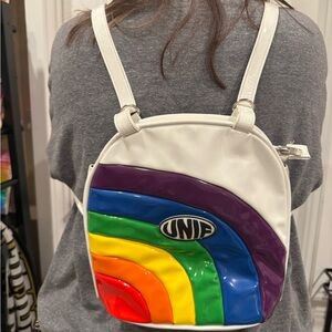 UNIF White Backpack with Rainbow Design